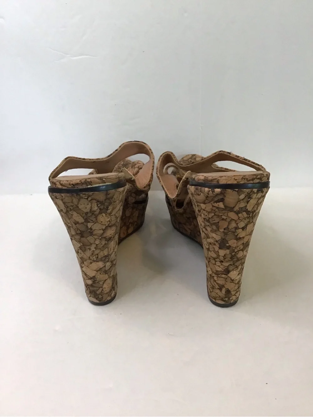 Donald J. Pliner Women's Tan Black Cork Crisscross Wedge Platform Sandals 8.5